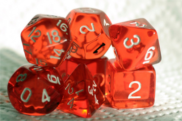 An image of four, eight, ten, twelve and twenty sided die.